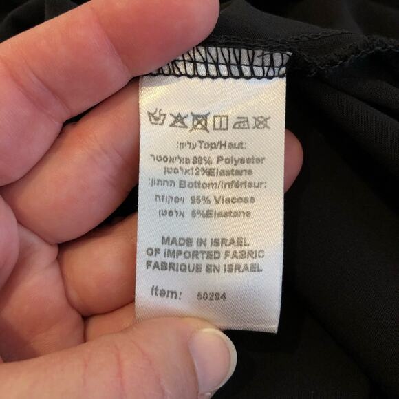 Ronen Chen black faux leather top shift midi dress size 4 or US 12 - Picture 9 of 14